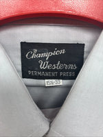 New Men’s Champion Western Gray Designed Long Sleeve Pearl Snap 15.5 Medium X-4