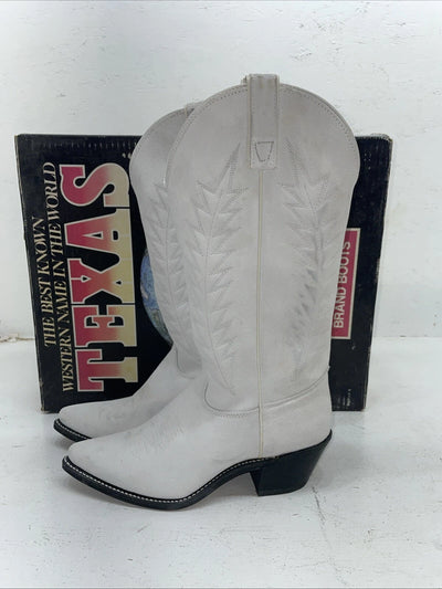 New Women’s White Texas Brand Cowboy Boots. L 198917 7 M. 18-45