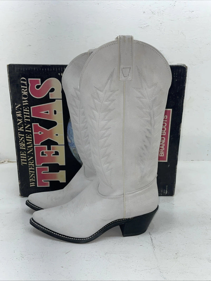 New Women’s White Texas Brand Cowboy Boots. L 198917 7 M. 18-45