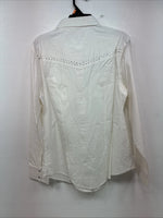 New Women’s Cumberland White Gem Long Sleeve Pearl Snap Medium KK-82