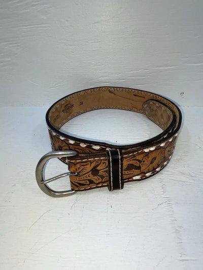 New Brown Genuine Leather Wright Tooled 28” Belt #10412 JJ-41