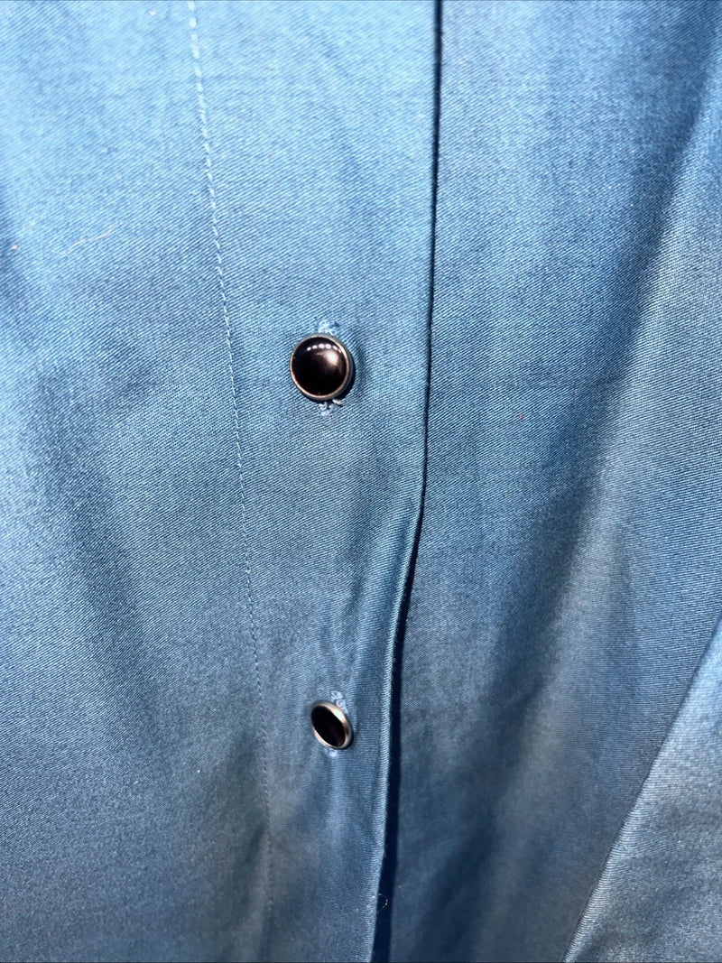 New Womens Black Blue Cumberland Outfitters Pearl Snap Long Sleeve Shirt. L P-28