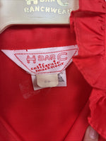 New Women’s H Bar C Red Short Sleeve Button Up Size 28 TT-63