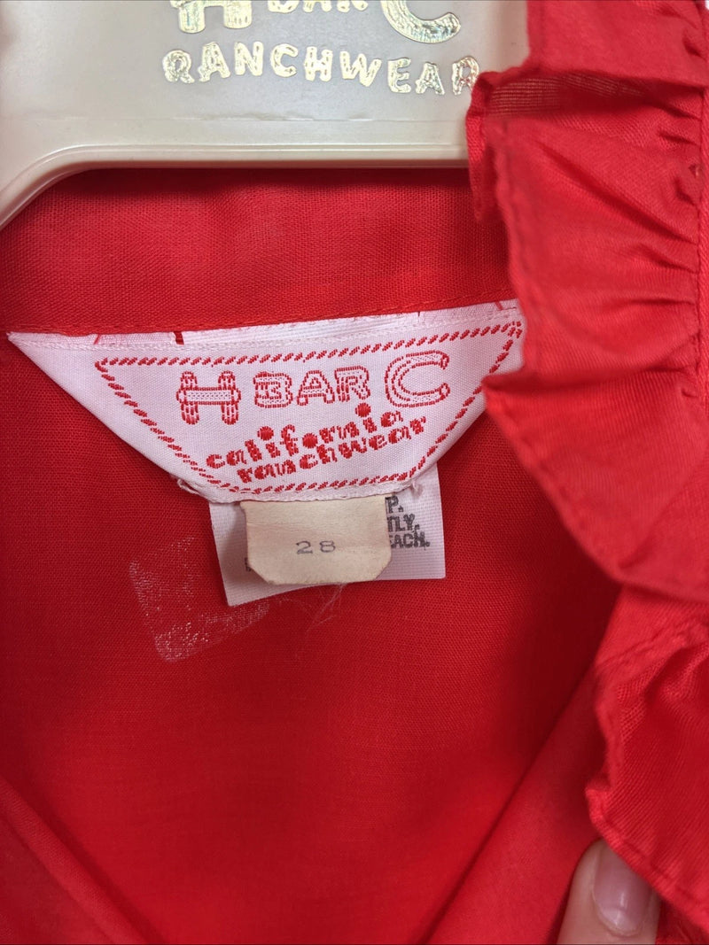 New Women’s H Bar C Red Short Sleeve Button Up Size 28 TT-63