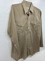 New Men’s H Bar C Brown Simple Long Sleeve Pearl Snap 16 X 33 Large A-65