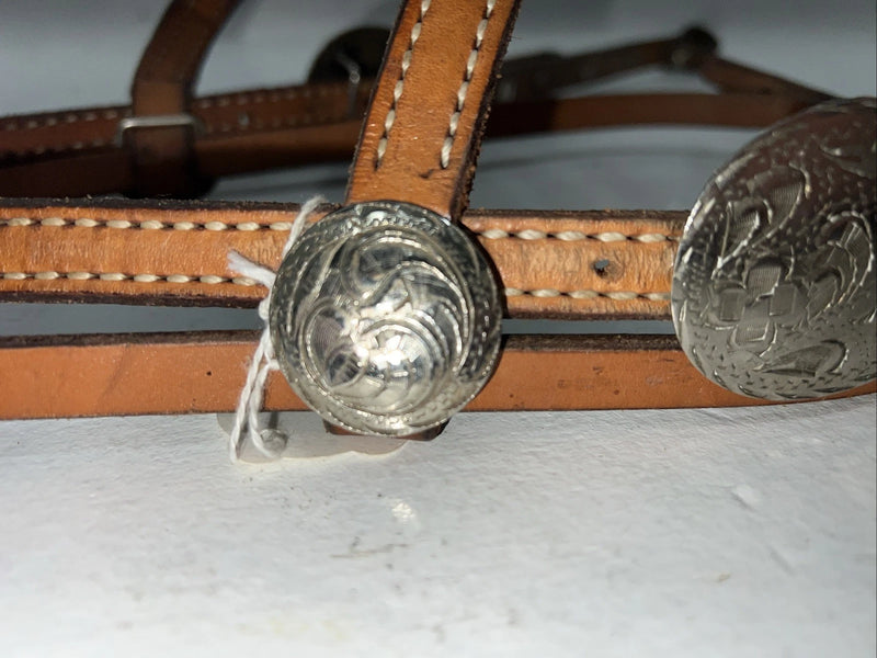New Leather Browband Headstall W Metal Plate U-31