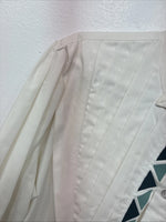 New Women’s H Bar C White Designed Long Sleeve Button Up Size 36 KK-35