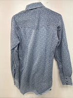 New Men’s Miller Blue Deigned Long Sleeve Pearl Snap 15 Medium II-104