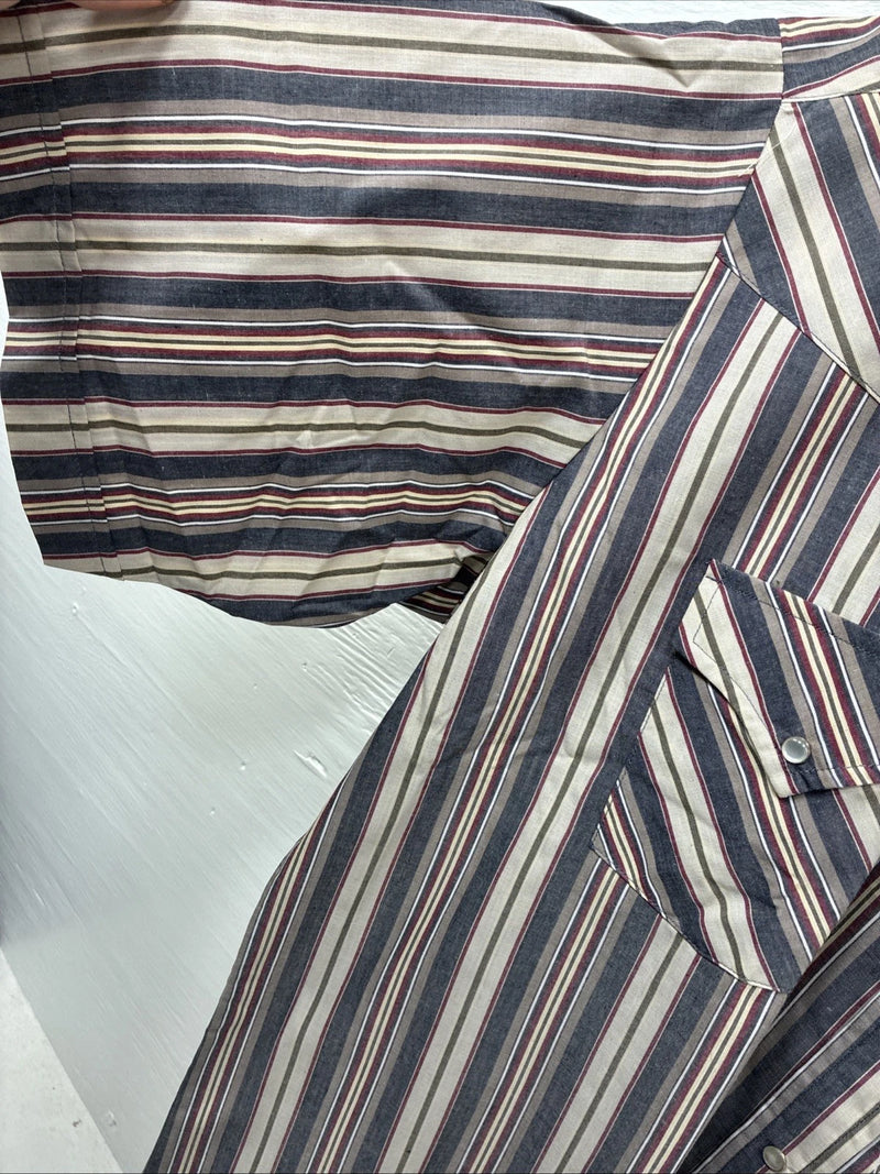 New Men’s ELY Cattleman Multiple Color Strip Short Sleeve Pearl Snap XL J-36