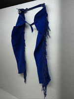 NOS Children’s  Blue Whitman Show Chaps With Fringe Adjustable Waist 35” L-29