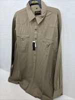 New Men’s White Horse Green Long Sleeve Square Pearl Snap 3XL E-63