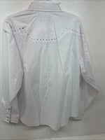 New Women’s White Horse White Gem Long Sleeve Pearl Snap 2XL GG-51