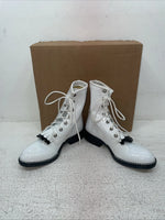 New Kids White Lace Up Bronco Cowboy Boots. C 1337 13 D. 23-55
