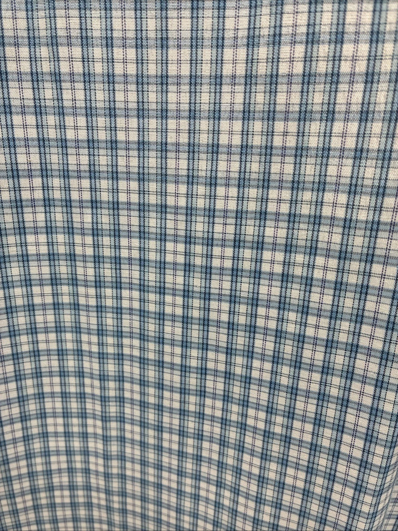 New Men’s White Horse Blue White Plaid Long Sleeve Pearl Snap XL R-71
