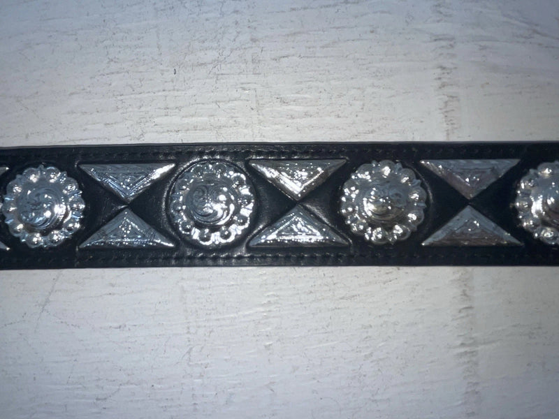 New Black Genuine Leather Nocona Silver Pendent 46” Belt #N2235601 NN-133