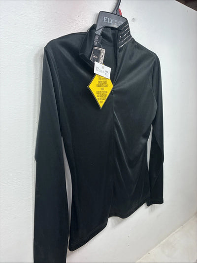 New Women’s Valencia Black Gem Long Sleeve Half Zip Show Shirt Large TT-57