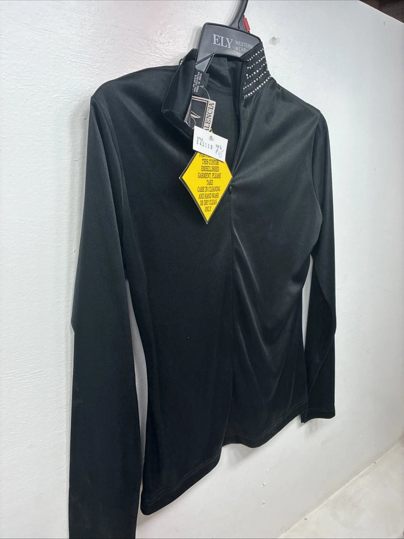 New Women’s Valencia Black Gem Long Sleeve Half Zip Show Shirt Large TT-57