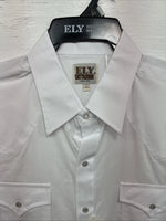 New Men’s ELY Cattleman White Simple Long Sleeve Pearl Snap 17 XL O-65