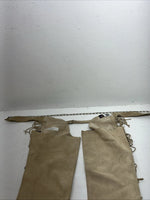 New Tan Whitman Show Chaps With Fringe Adjustable Waist 43” L-49