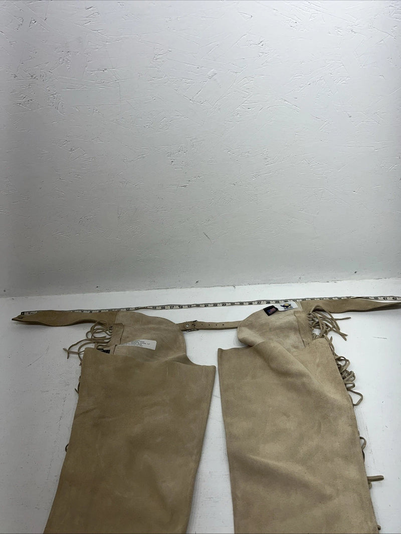 New Tan Whitman Show Chaps With Fringe Adjustable Waist 43” L-49