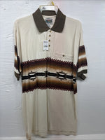 New Men’s Cumberland Brown Western Design Short Sleeve Polo Large M-23