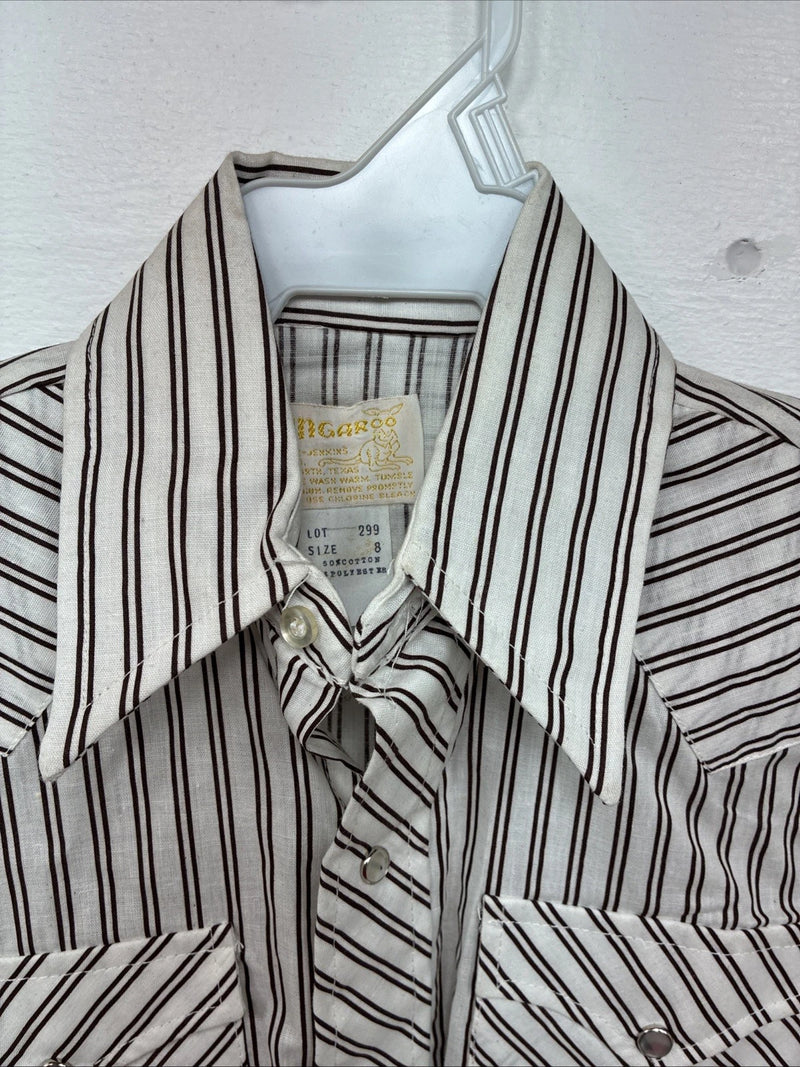 New Kids Kangaroo Brown Stripe long Sleeve Pearl Snap Size 8 DD-136