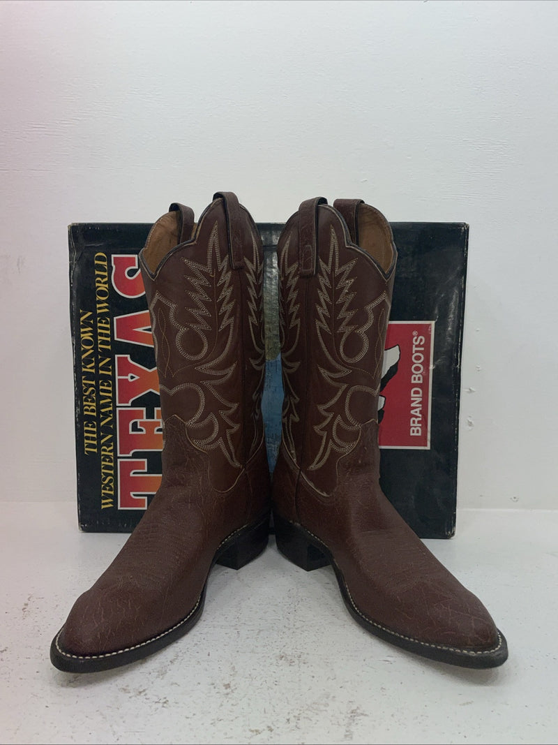 New Mens Brown Texas Brand Cowboy Boots. 7404 10 D. 7-17
