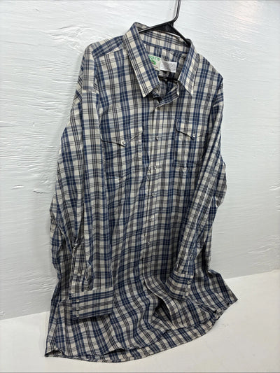 New Men’s Mesquite Blue Flannel Long Sleeve Pearl Snap 3XL E-52