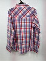 New Women’s Cumberland Pink Purple Plaid Long Sleeve Pearl Snap Medium LL-47