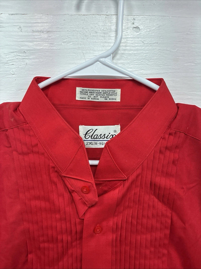 New Classix Red Long Sleeve Button Up English Shirt 18-18.5 2XL X-82