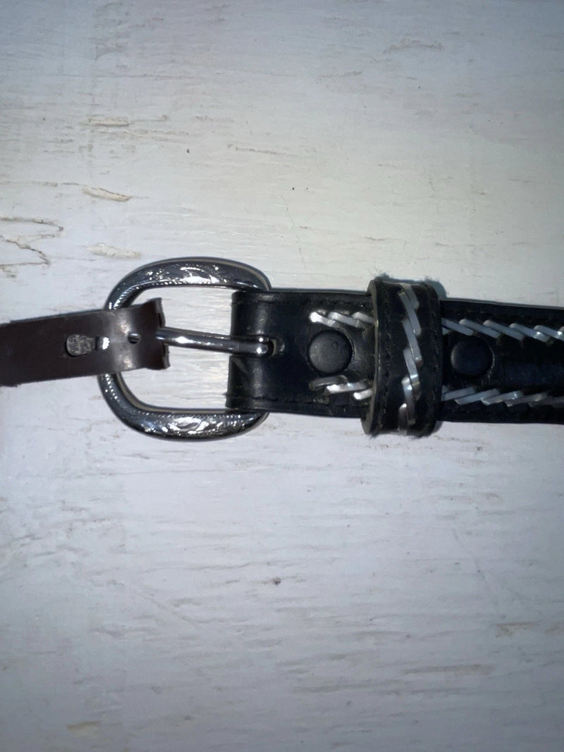 New Black Genuine Leather Nocona Silver Pendent 32” Belt #2410601 Z-104