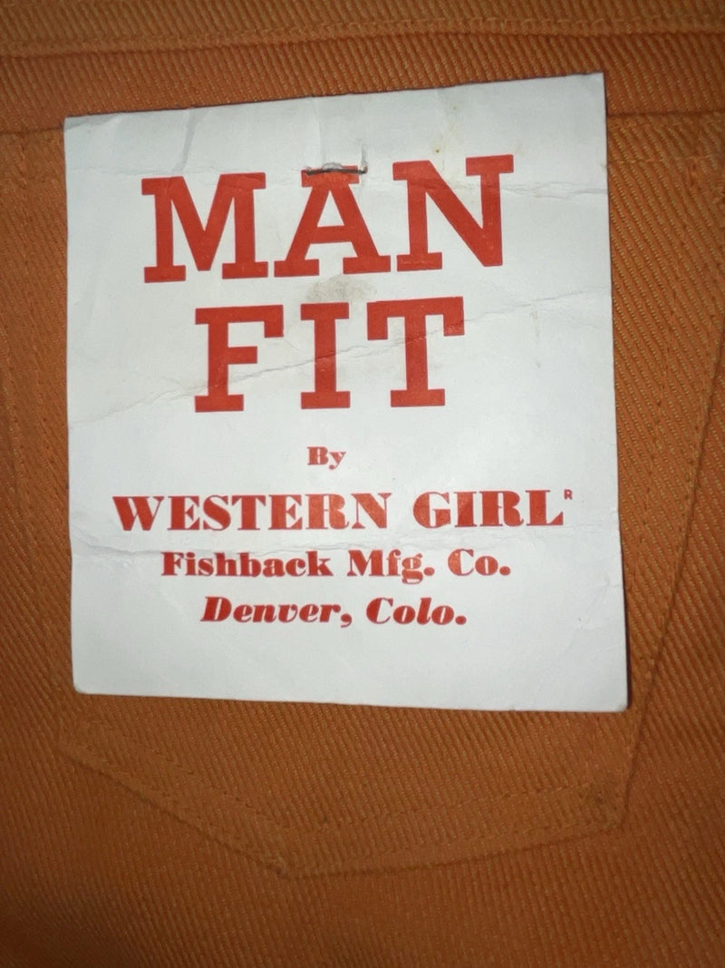 New Vintage Orange Western Girl Denim Pants #31 VV-21