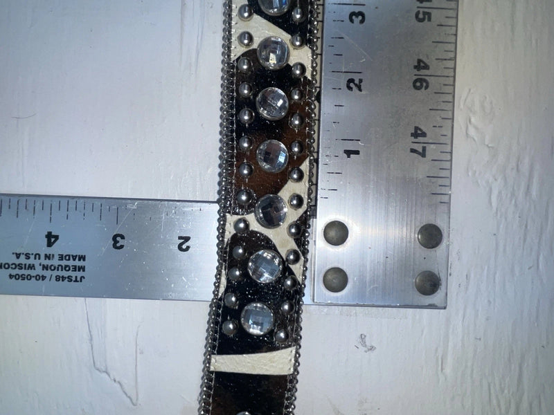 New Cow Print Genuine Leather Blazin Roxx Silver Bling XL Belt #N3511662 NN-144