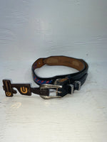 New Black Genuine Leather Chambers Weave And Silver Pendent 32” Belt Z-111