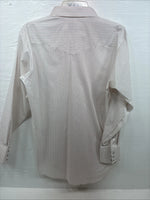 New Men’s H Bar C White Stripe Long Sleeve Pearl Snap 16.5 Large AA-38