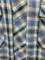 New Men’s Champion Western Purple Plaid Long Sleeve Peal Snap 15 Medium M-44