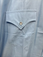 New Men’s ELY Cattleman Blue Simple Short Sleeve Pearl Snap 2XL F-84