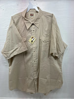 New Men’s ELY Cattleman Tan Short Sleeve Pearl Snap 18.5  2XL H-69