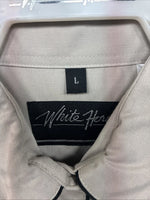 New Women’s White Horse Tan Design Long Sleeve Pearl Snap Large LL-29