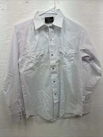 New Boys Champion Western White Long Sleeve Pearl Snap Size 16 CC-77