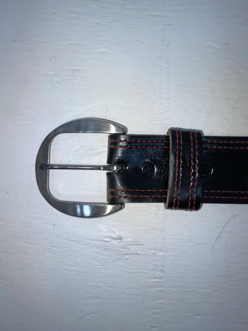New Black Genuine Leather Red Stitching 32” Belt #9256 JJ-54