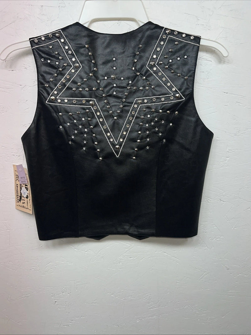 New Women’s 1849 Authentic Ranchwear Black Star Western Show Vest XXS WW-76