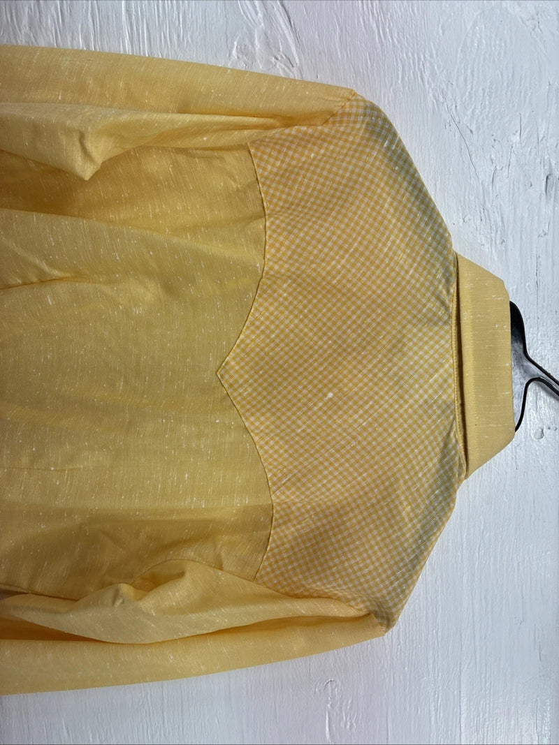 New Kids Dan River Yellow Long Sleeve Pearl Snap Size 12 CC-100