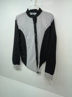 New Women’s Black White Cowboy Threads Long Sleeve Button Up Shirt L #7013 3B-54