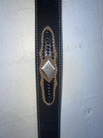 New Black Genuine Leather 3D Weaved And Silver Pendent 28” Belt #1430 JJ-110