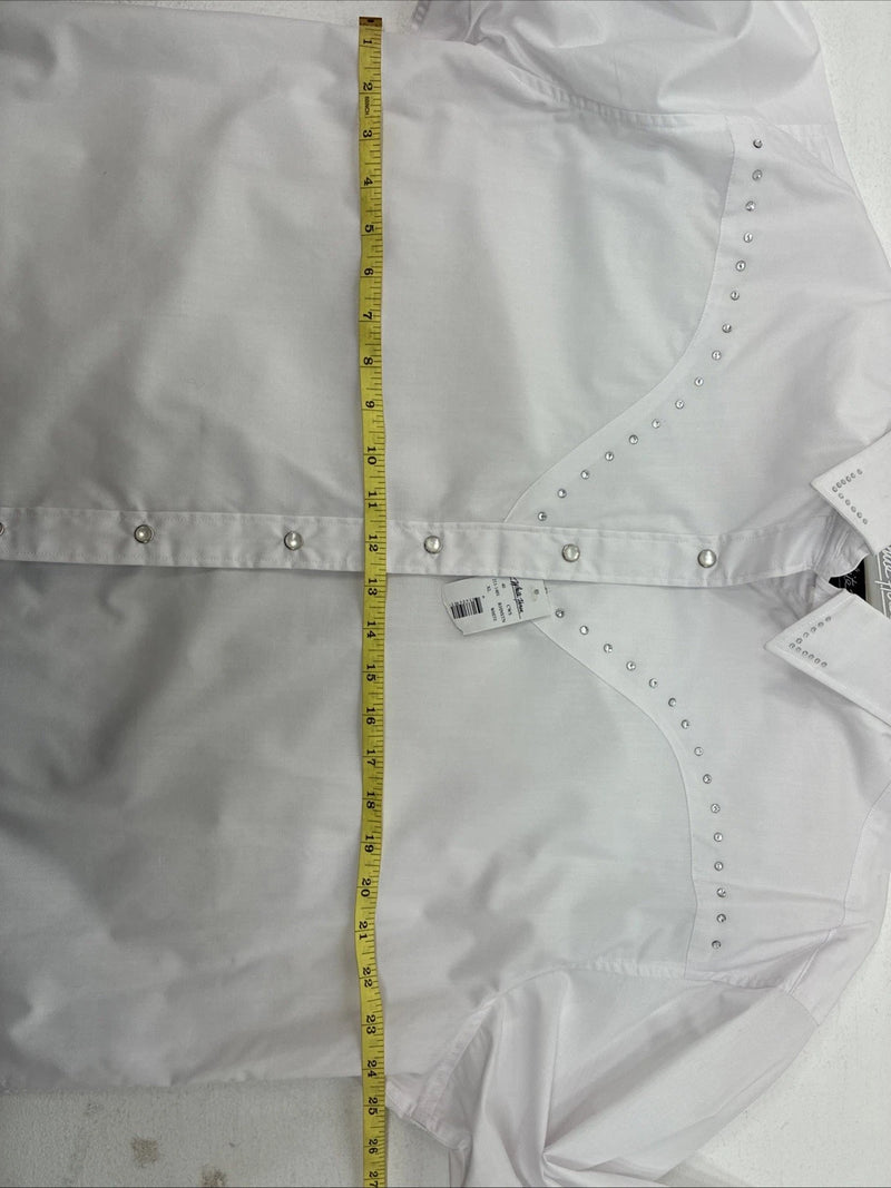 New Women’s White Horse White Gem Long Sleeve Pearl Snap XL II-32