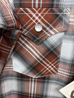 New Kids ELY Cattleman Orange Plaid Long Sleev Pearl Snap JUV-3 DD-18
