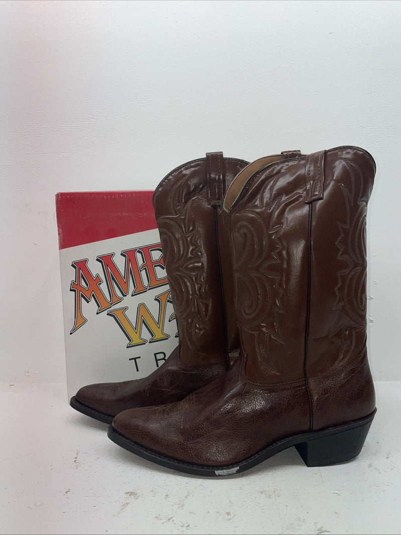 New Men’s Brown American West Cowboy Boots. 68103 14 D. 8-66