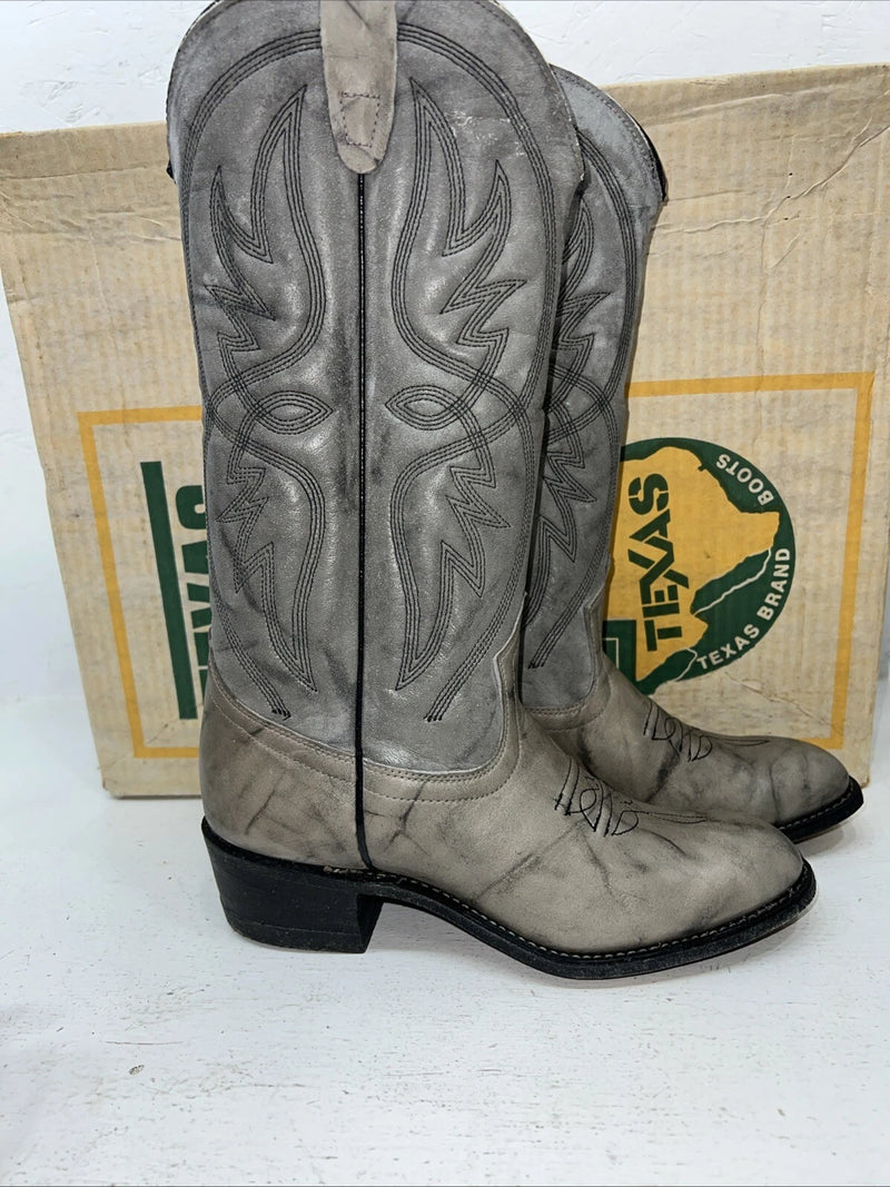 New Women’s Grey Texas Brand Cowboy Boots. 4602 6 M. 19-23