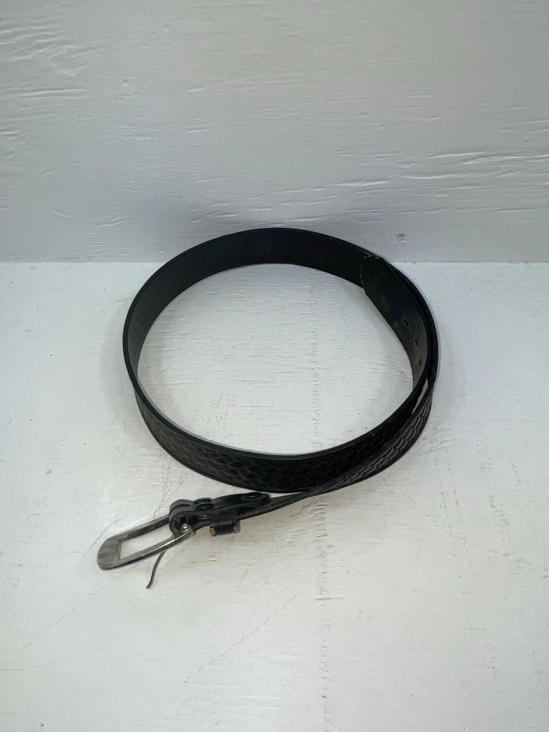 New Black Genuine Leather Tooled 34” Belt #UN605 JJ-11